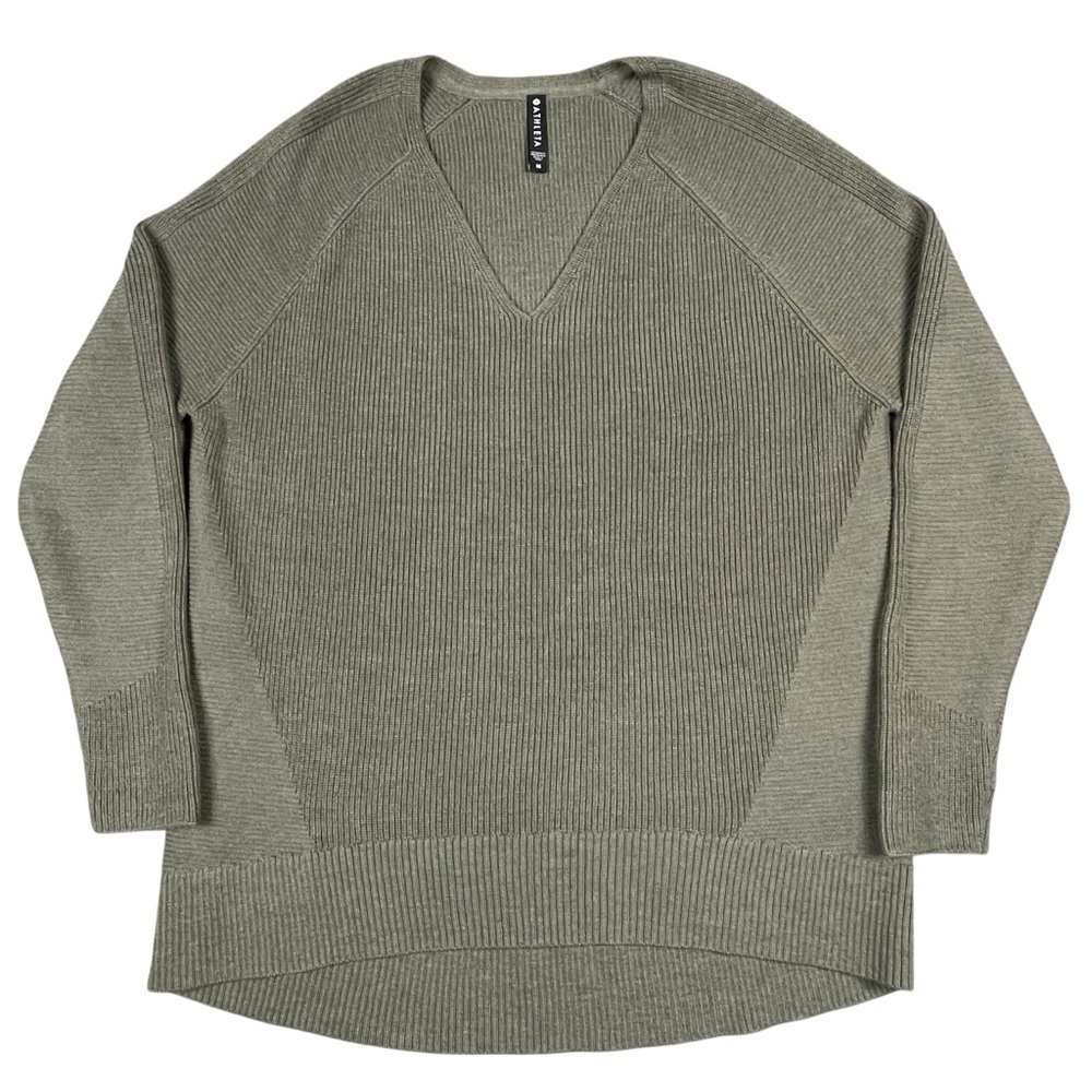 Athleta Hanover V-Neck Merino Wool Blend Athleisure Layering Oversized Sweater M